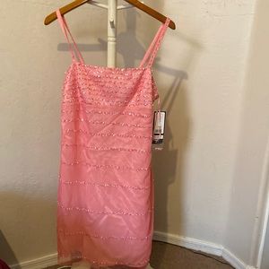 Brand New Vintage Rimini Pink Beaded Sequins Dress Size 12